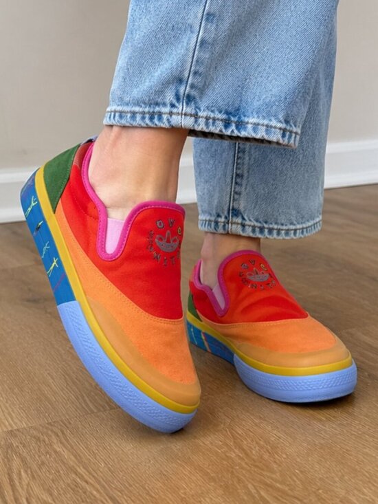 adidas Other - Adidas Originals Nizza Pride Slip-On Sneakers Rainbow Multicolor Men’s Size 8.5
